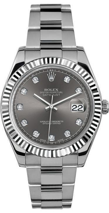 Rolex Datejust II Stainless Steel 41mm Rhodium Diamond Dial - 116334