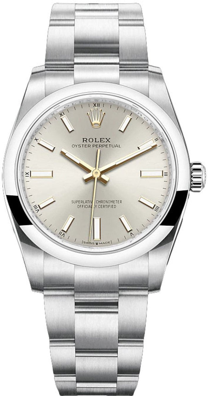 Rolex Oyster Perpetual 34mm Silver Dial Oyster Bracelet – 124200 – New 2025