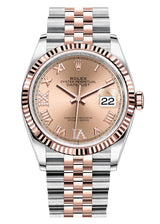 Rolex Datejust 36mm Two-Tone Everose Gold Fluted Bezel Rose Roman Dial Jubilee - 126231 - New 2025