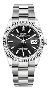 Rolex Datejust 36mm Fluted Bezel Black Index Dial Oyster - 126234 - New 2025