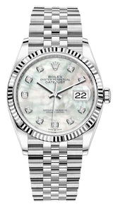 Rolex Datejust 36mm Fluted Bezel Mother of Pearl Diamond Dial Jubilee - 126234 - New 2025