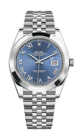Rolex Datejust 41mm Smooth Bezel Blue Roman Dial Jubilee - 126300 - New 2025