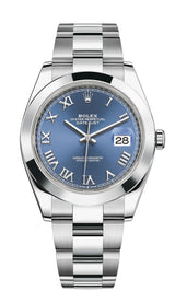 Rolex Datejust 41mm Smooth Bezel Blue Roman Dial Oyster - 126300 - New 2025