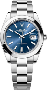 Rolex Datejust 41mm Smooth Bezel Blue Index Dial Oyster - 126300 - New 2025