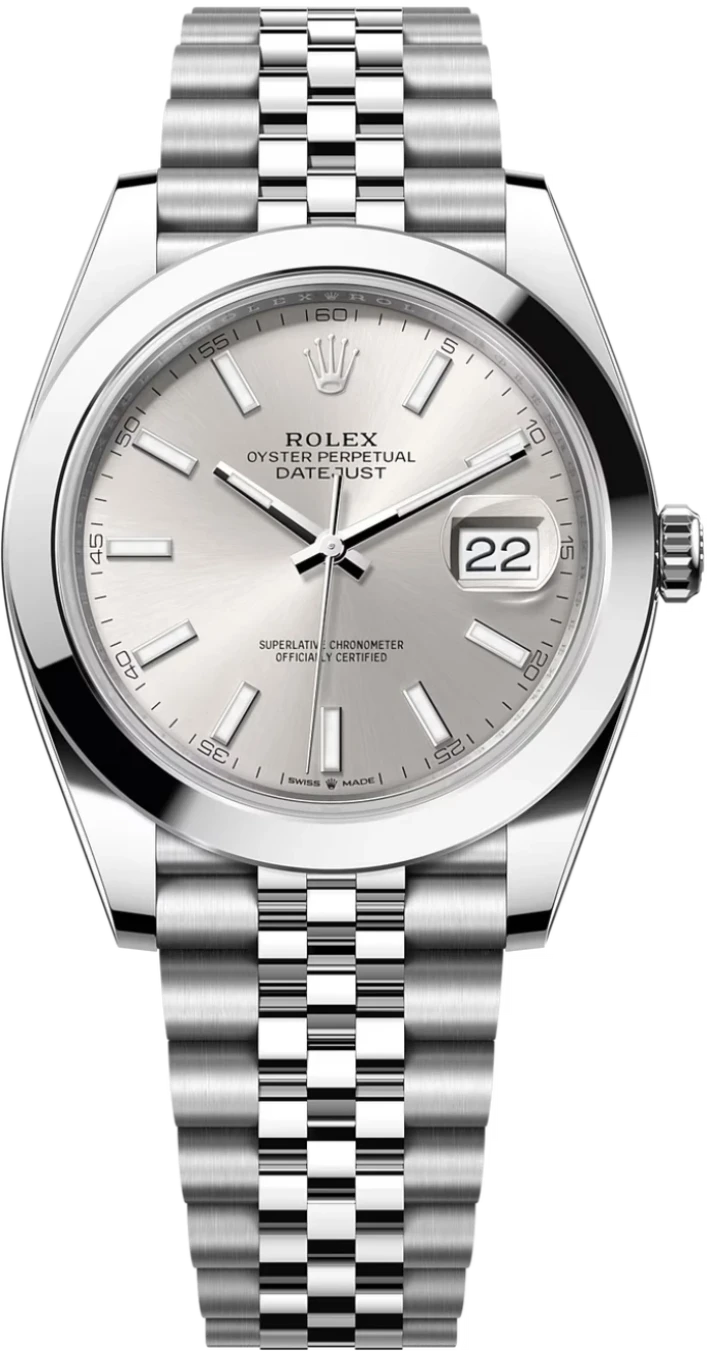 Rolex Datejust 41mm Silver Index Dial Smooth Bezel Jubilee Bracelet 126300 – New 2025