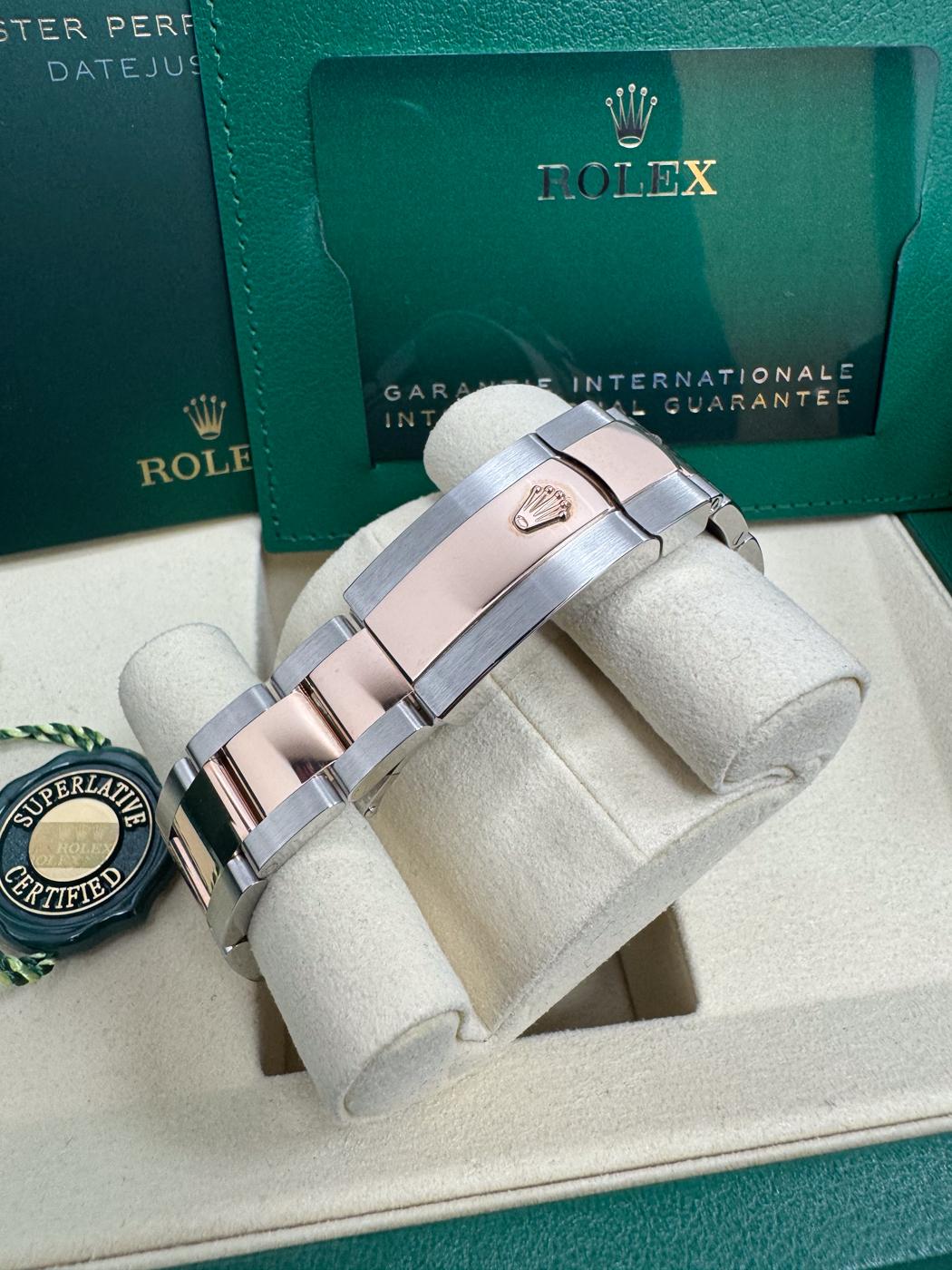 Rolex Datejust 41mm "Wimbledon" Two-Tone Everose Gold Dial Smooth Bezel Oyster