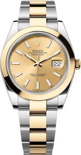 Rolex Datejust Two-Tone Yellow Gold Smooth Bezel Champagne Index Dial Oyster - 126303 - New 2025