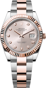 Rolex Datejust 41mm Two-Tone Everose Gold Fluted Bezel Sundust Diamond Dial Oyster - 126331 - New 2025