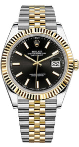 Rolex Datejust 41mm Two-Tone Yellow Gold Fluted Bezel Black Index Dial Jubilee - 126333 - New 2025