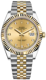 Rolex Datejust Two-Tone Yellow Gold Fluted Bezel Champagne Diamond Dial Jubilee - 126333 - New 2025