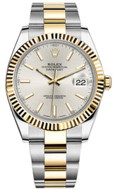 Rolex Datejust 41mm Two-Tone Yellow Gold Fluted Bezel Silver Index Dial Oyster - 126333 - New 2025