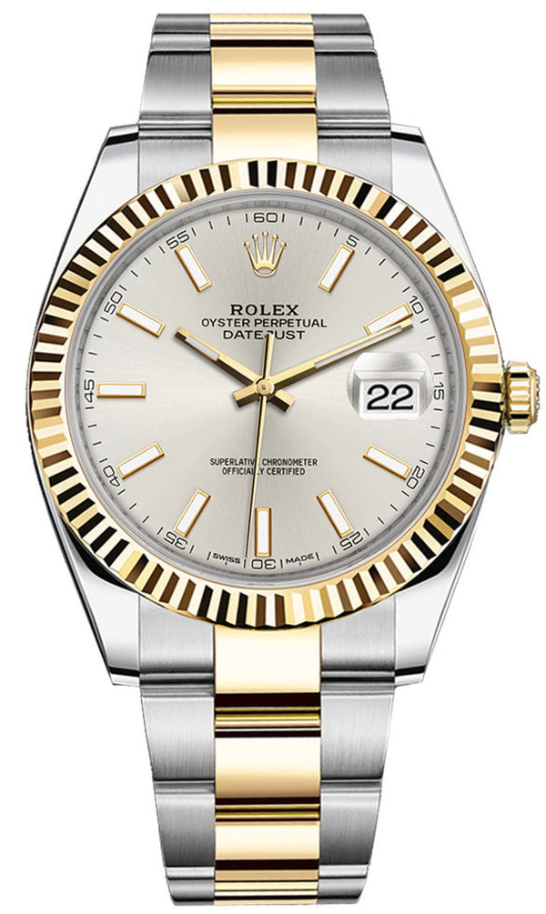 Rolex Datejust 41mm Two-Tone Yellow Gold Fluted Bezel Silver Index Dial - 126333 - Brand New 2023