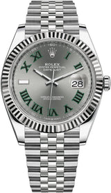Rolex Datejust 41mm Fluted Bezel Slate and Green Roman "Wimbledon" Dial Jubilee - 126334 - New 2025