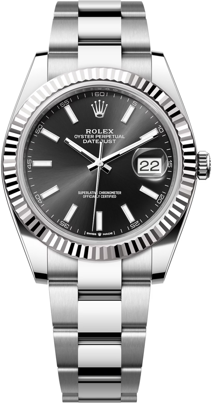 Rolex Datejust 41mm Black Index Dial Fluted Bezel Oyster Bracelet 126334 – New 2025