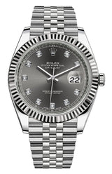 Rolex Datejust 41mm Fluted Bezel Slate Diamond Dial Jubilee - 126334 - New 2025