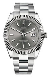Rolex Datejust 41mm Fluted Bezel Slate Index Dial Oyster - 126334 - New 2025