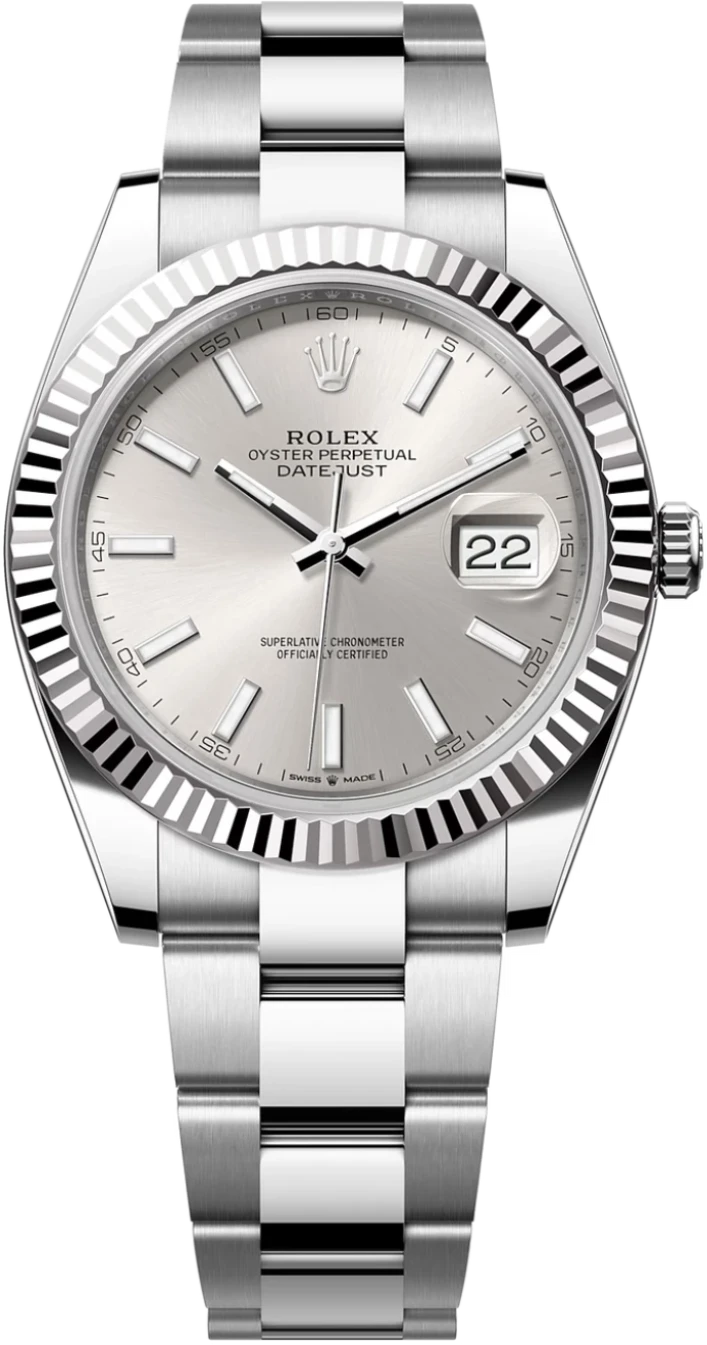 Rolex Datejust 41mm Silver Index Dial Fluted Bezel Oyster Bracelet 126334 – New 2025