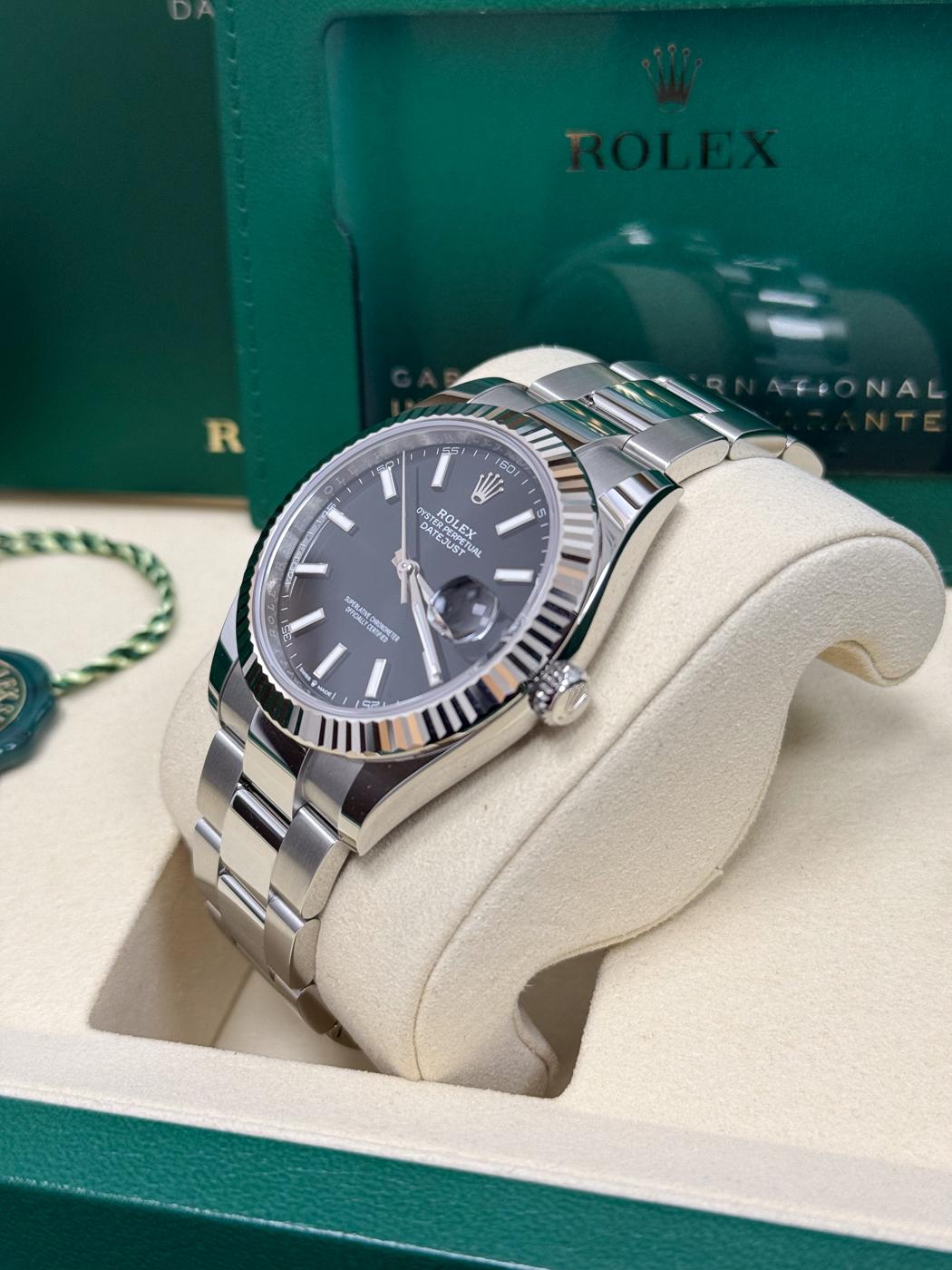 Rolex Datejust 41mm Slate Index Dial Fluted Bezel Oyster Bracelet 126334