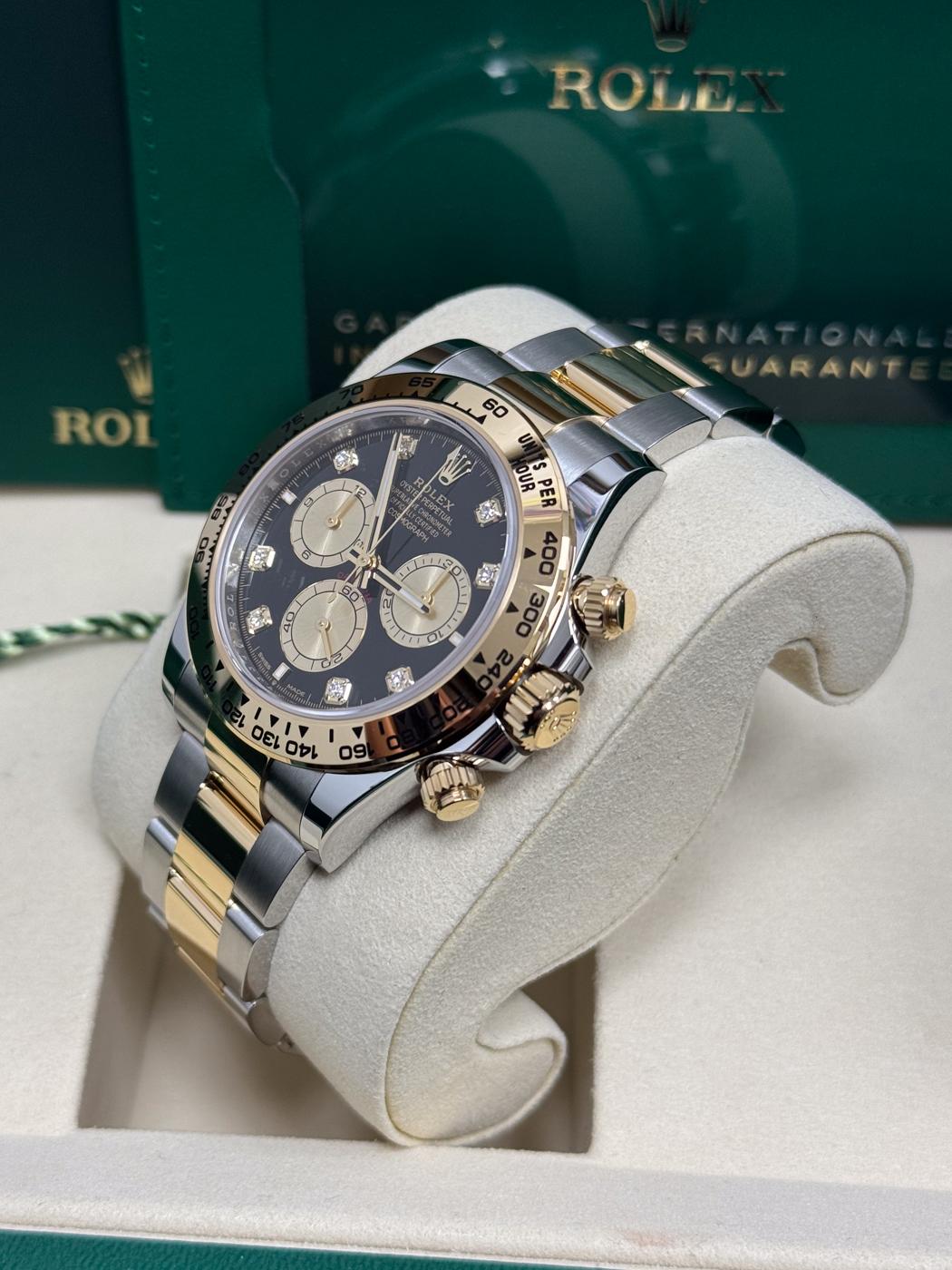Rolex Cosmograph Daytona 40mm Two-Tone Yellow Gold Black Diamond Dial 126503