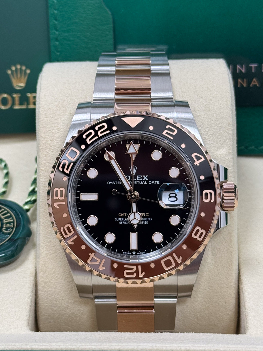 Rolex GMT-Master II "Root Beer" 40mm Two-Tone Everose Black Dial Brown and Black Bezel Oyster Bracelet 126711CHNR – New 2025 / 2026