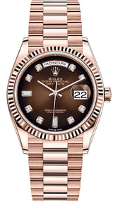 Rolex Day-Date "President" 36mm Everose Brown Ombre Diamond Dial - 128235 - New 2025