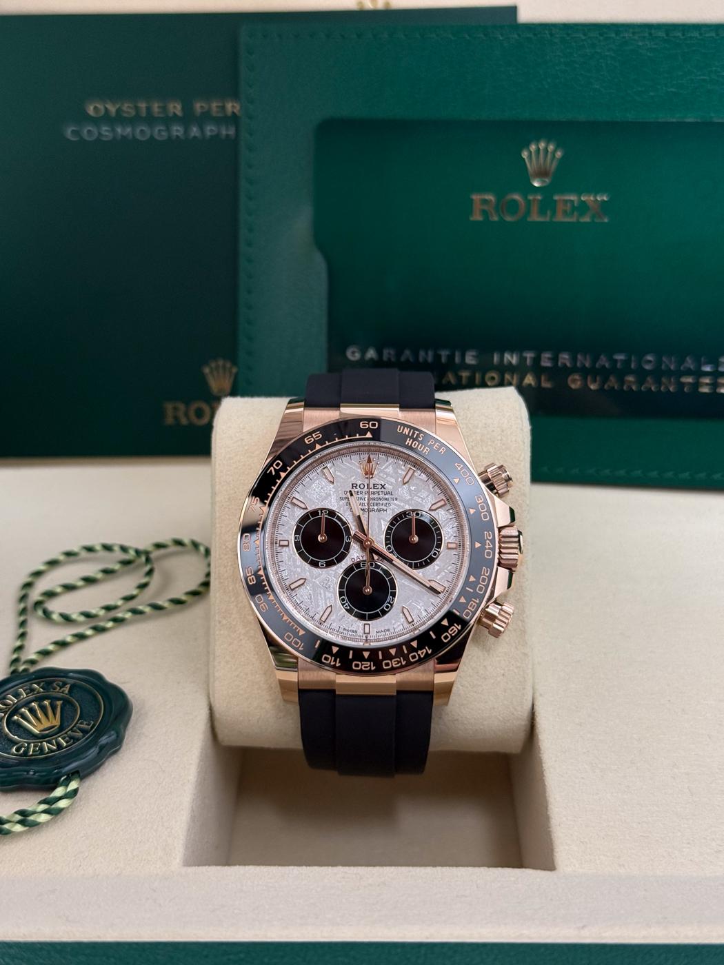 Rolex Cosmograph Daytona 40mm Everose Gold Meteorite Dial Black Ceramic Bezel