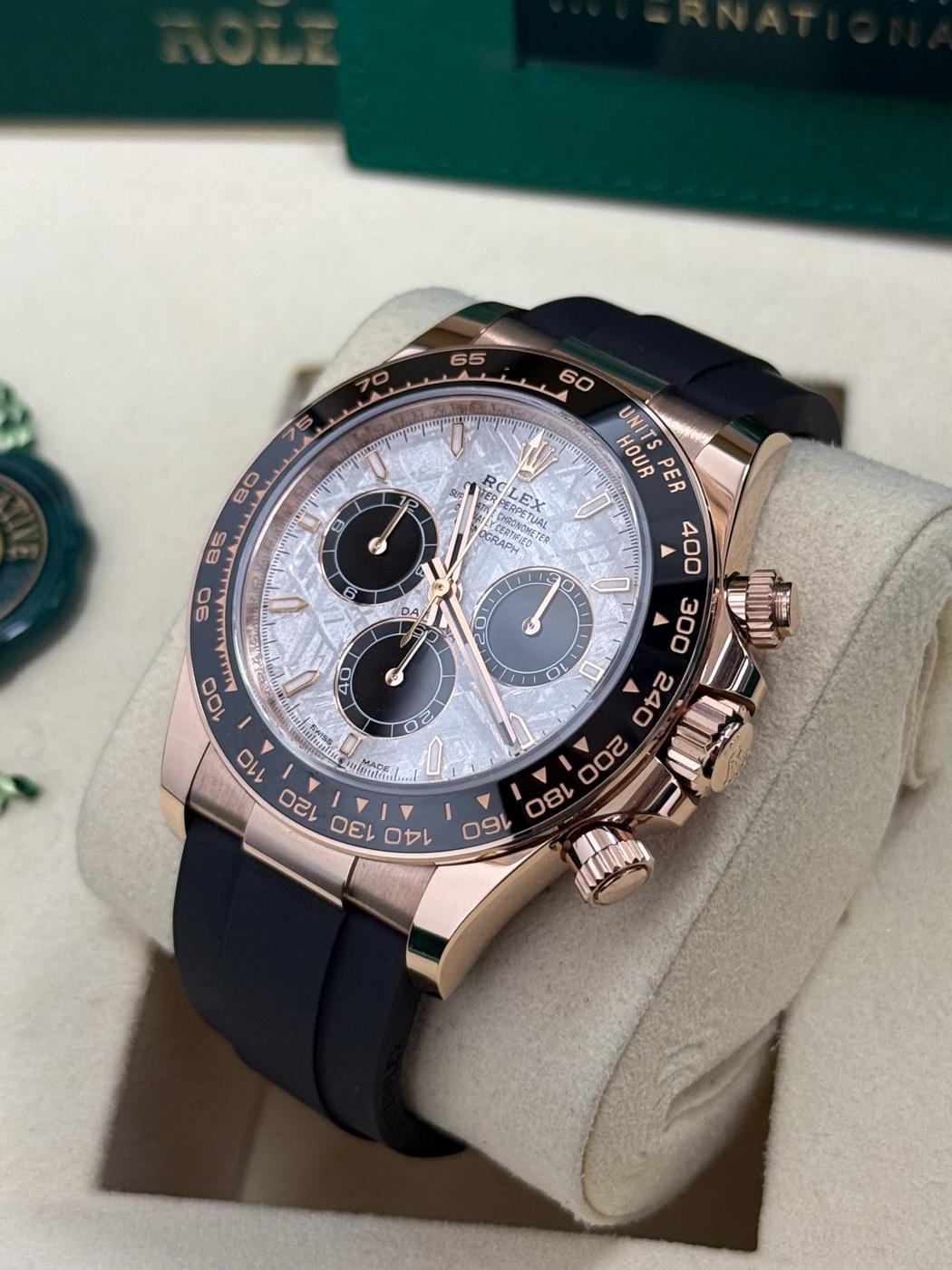 Rolex Cosmograph Daytona 40mm Everose Gold Meteorite Dial Black Ceramic Bezel