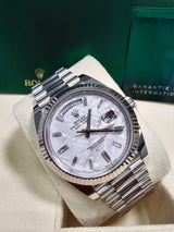 Rolex Day-Date "President" 40mm White Gold Meteorite Diamond Baguette Dial - 228239 - New 2025