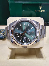 Rolex Datejust 41mm Fluted Bezel Mint Green Index Dial Oyster - 126334 - New 2025