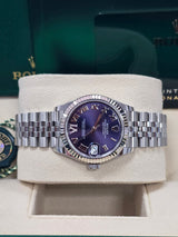 Rolex Lady Datejust 31mm Violet (Purple) Roman Diamond Dial Fluted Jubilee - 278274 - New 2025