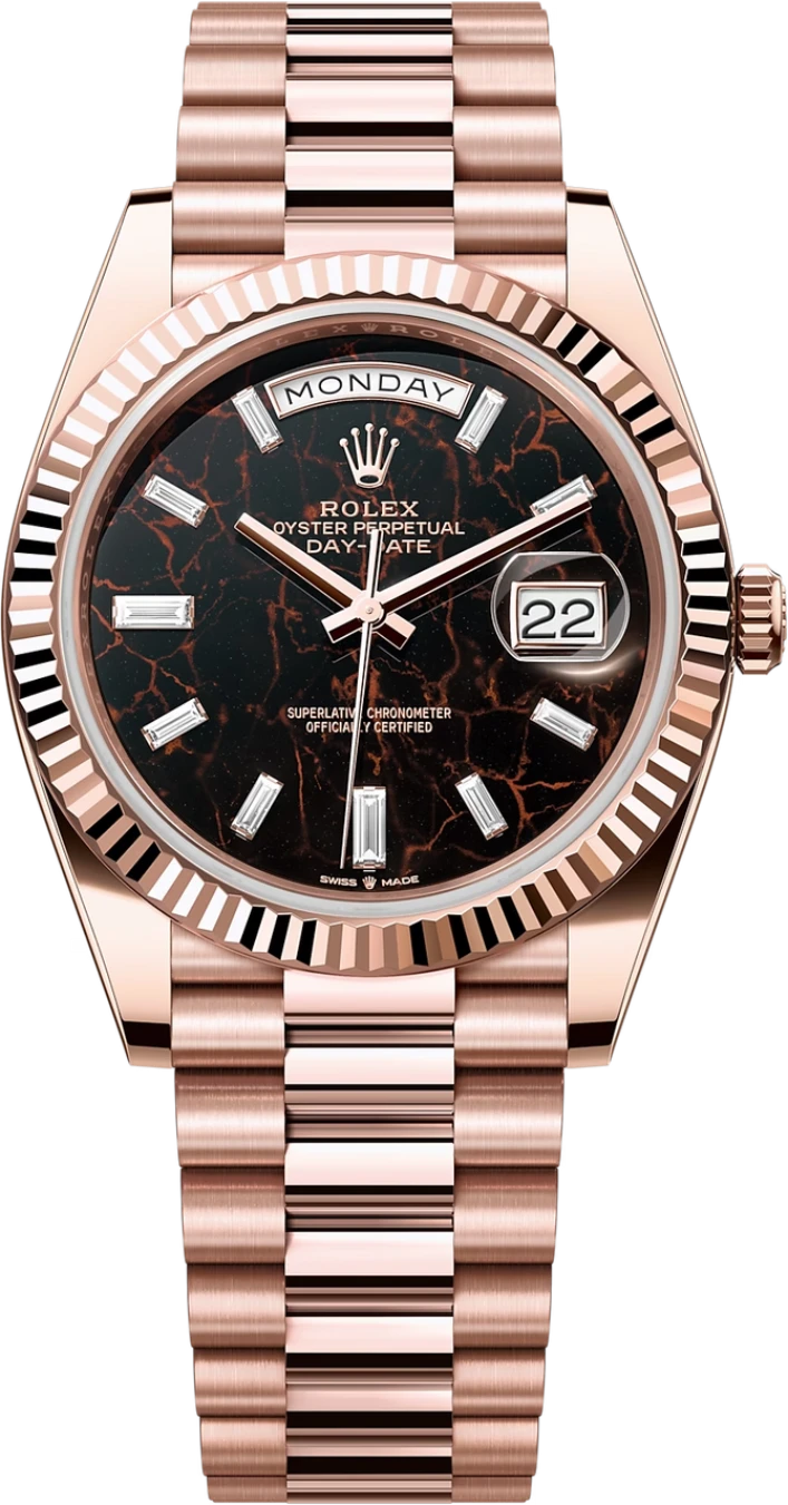 Rolex Day-Date "President" 40mm Everose Gold Eisenkiesel Diamond Baguette Dial - 228235 - New 2025