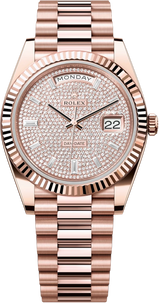 Rolex Day-Date "President" 40mm Everose Gold Diamond Pave Dial - 228235 - New 2025