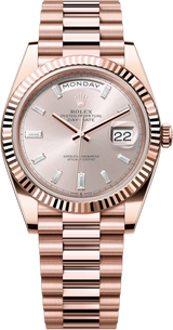 Rolex Day-Date "President" 40mm Everose Gold Sundust Diamond Baguette Dial - 228235 - New 2025