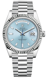 Rolex Day-Date "President" Platinum Ice Blue Baguette Dial - 228236 - Brand New 2024
