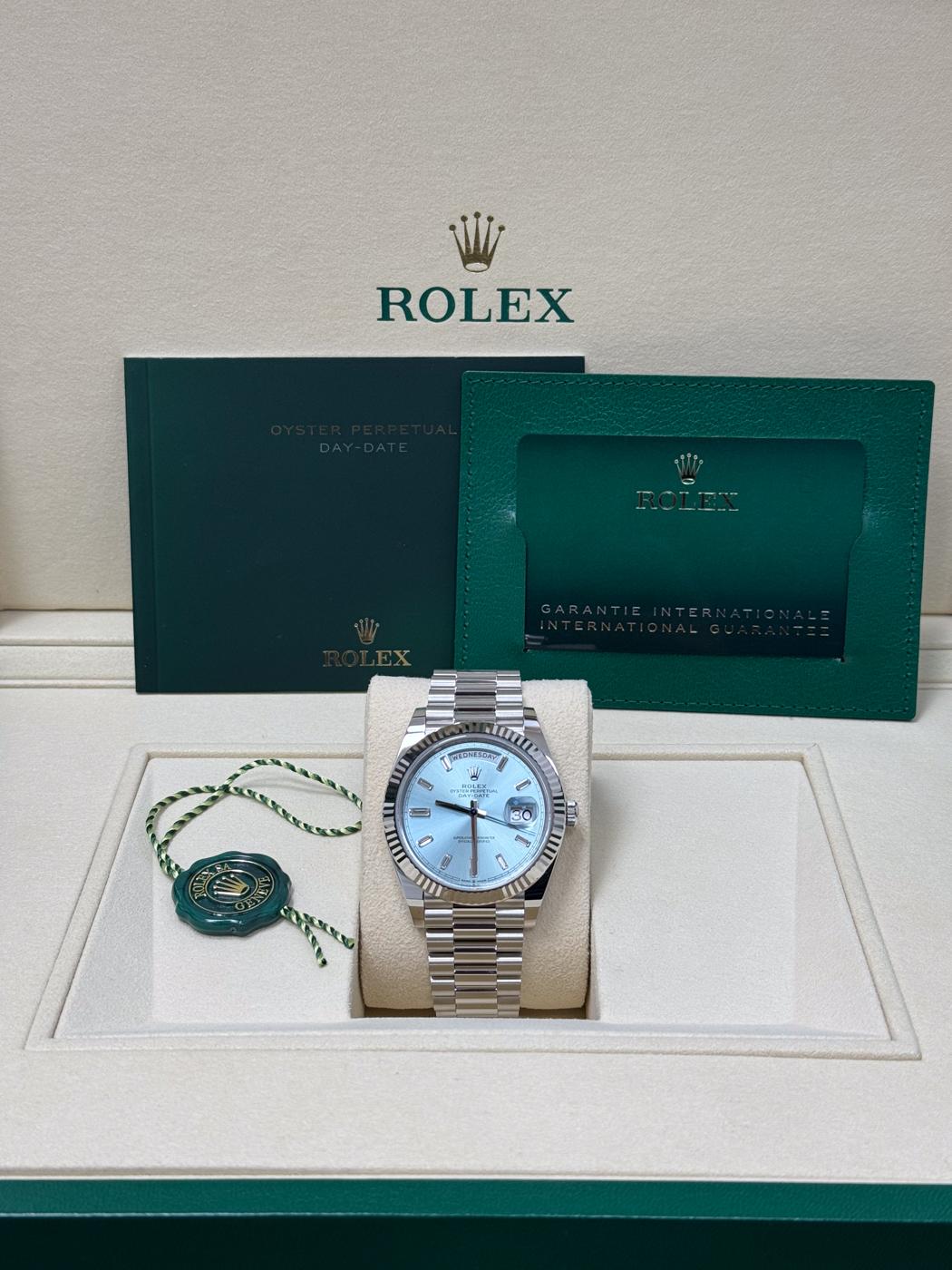 Rolex Day-Date "President" 40mm Platinum Ice Blue Index Dial - 228236