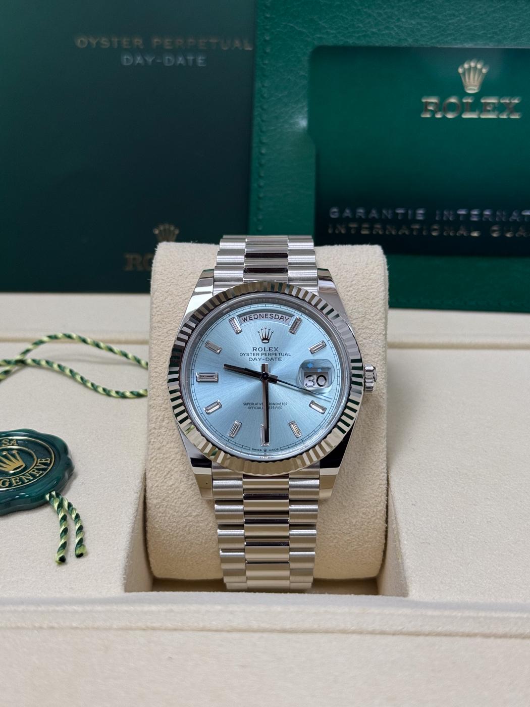 Rolex Day-Date "President" 40mm Platinum Ice Blue Index Dial - 228236