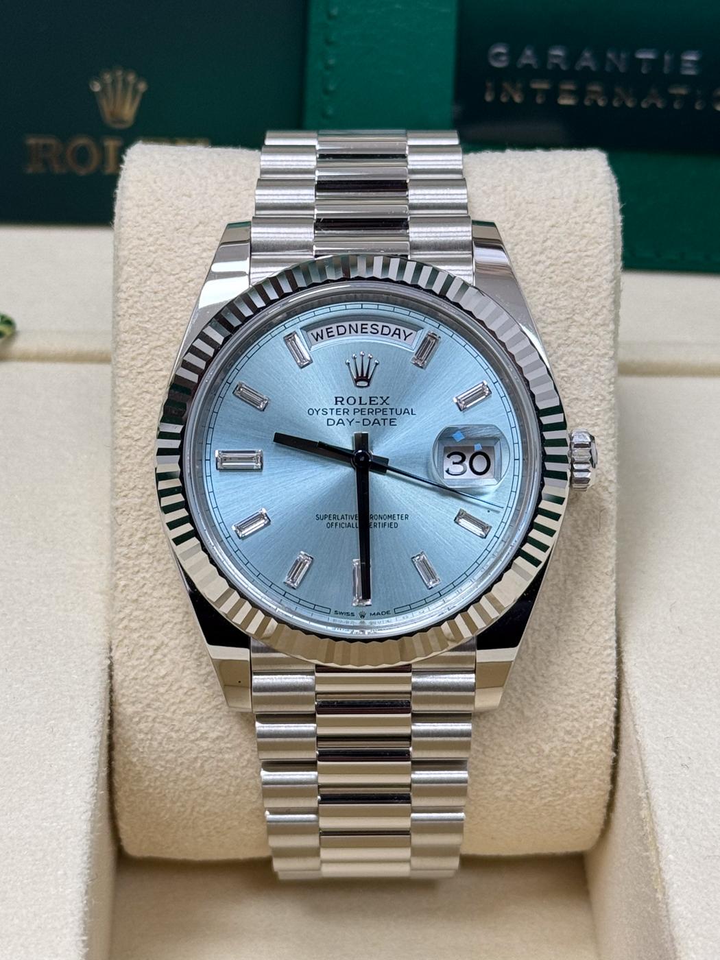 Rolex Day-Date "President" 40mm Platinum Ice Blue Index Dial - 228236