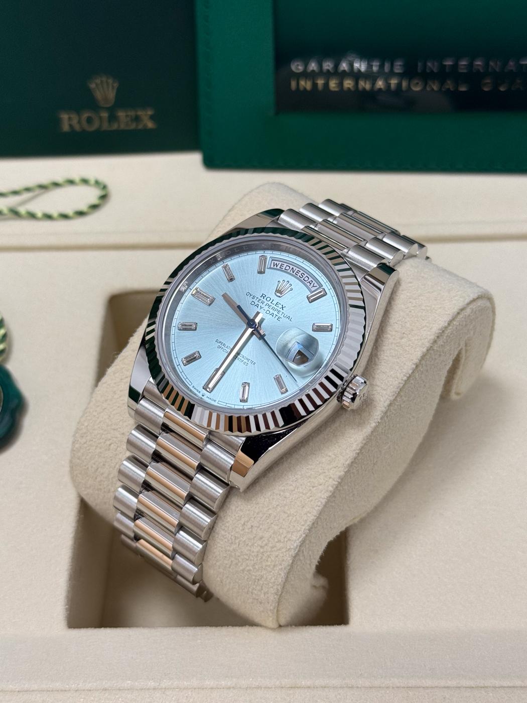 Rolex Day-Date "President" 40mm Platinum Ice Blue Index Dial - 228236