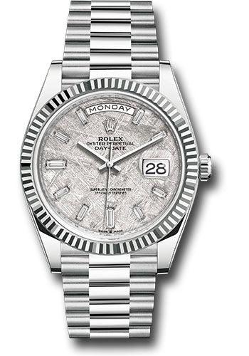 Rolex Day-Date "President" 40mm Platinum Meteorite Diamond Baguette Dial - 228236 - New 2025
