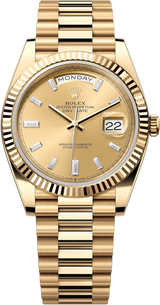 Rolex Day-Date "President" 40mm Yellow Gold Champagne Diamond Baguette Dial - 228238 - New 2025