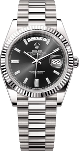 Rolex Day-Date "President" 40mm White Gold Black Diamond Baguette Dial - 228239 - New 2025