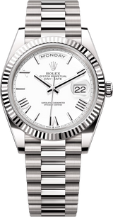 Rolex Day-Date "President" 40mm White Gold White Roman Dial - 228239 - New 2025