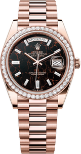 Rolex Day-Date "President" 40mm Everose Gold Eisenkiesel Diamond Baguette Dial Diamond Bezel - 228345RBR - New 2025