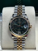 Rolex Datejust 31 Green Roman Diamond Dial Fluted Two-Tone Jubilee - 278273 - New 2025