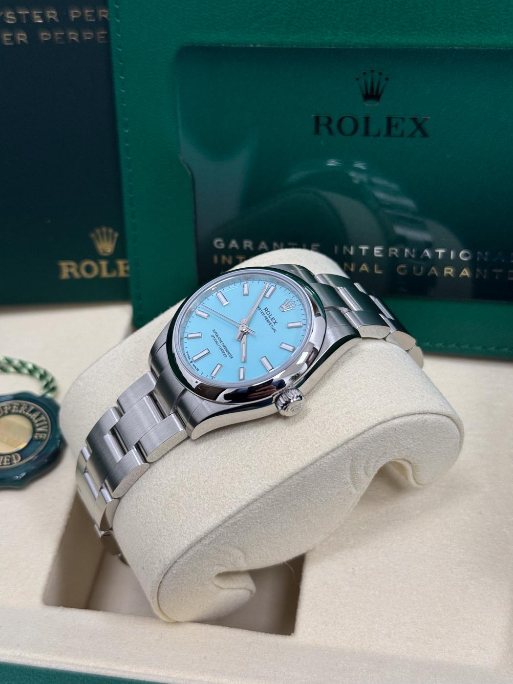 Rolex Oyster Perpetual 31mm Turquoise Blue Dial Oyster Bracelet – 277200