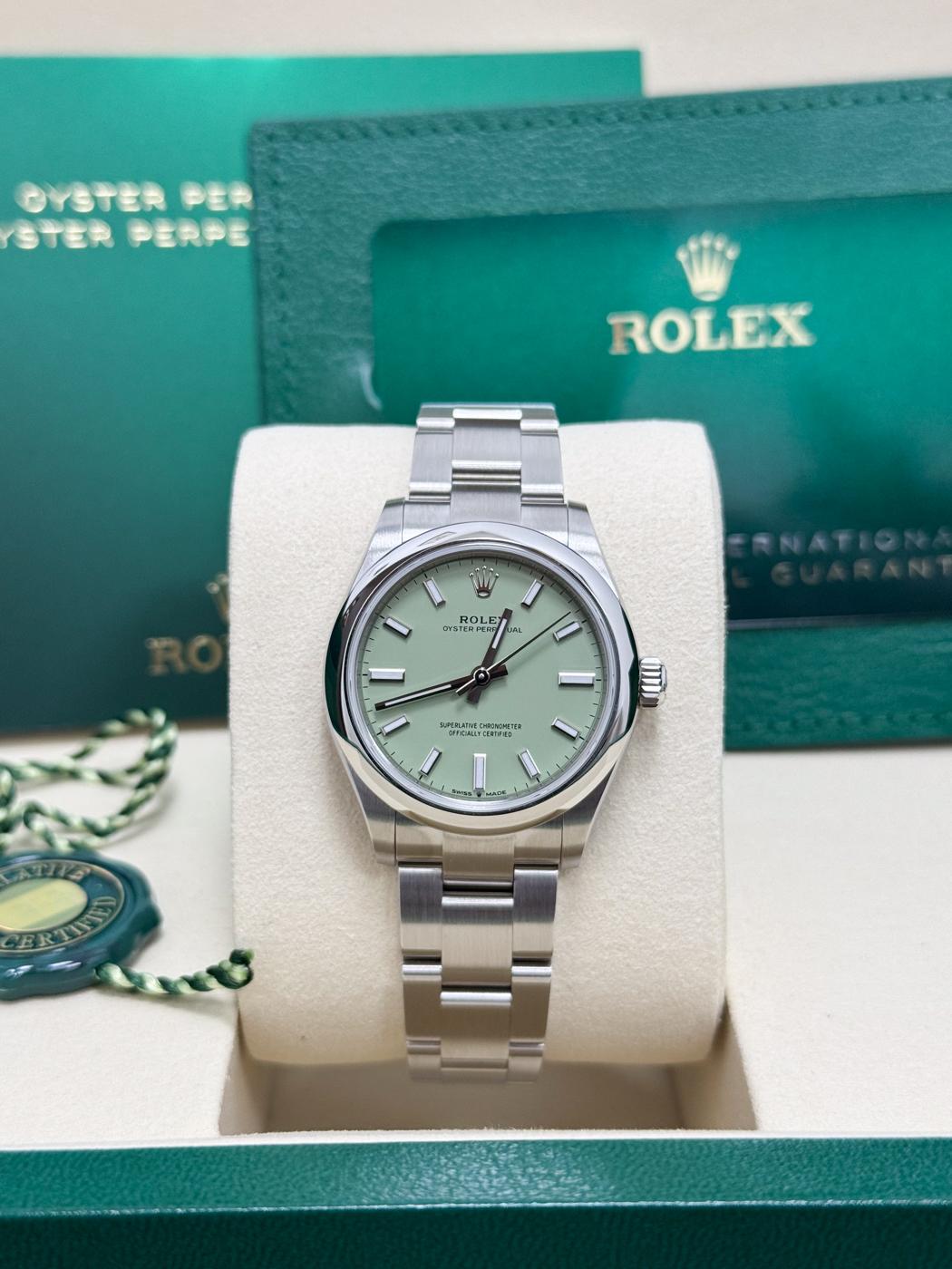 Rolex Oyster Perpetual 31mm Pistachio Dial Oyster Bracelet – 277200