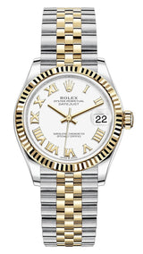 Rolex Lady Datejust 31mm White Roman Dial Fluted Two-Tone Jubilee - 278273 - New 2025