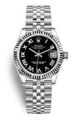 Rolex Lady Datejust 31mm Black Roman Dial Fluted Jubilee - 278274 - New 2025
