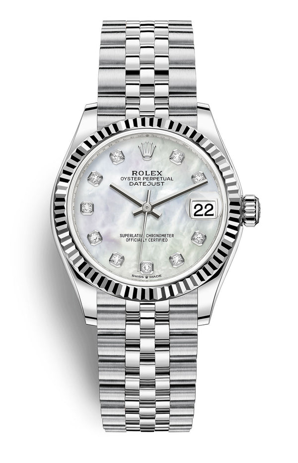 Rolex Lady Datejust 31mm Mother of Pearl Diamond Dial Fluted Jubilee - 278274 - Brand New 2024