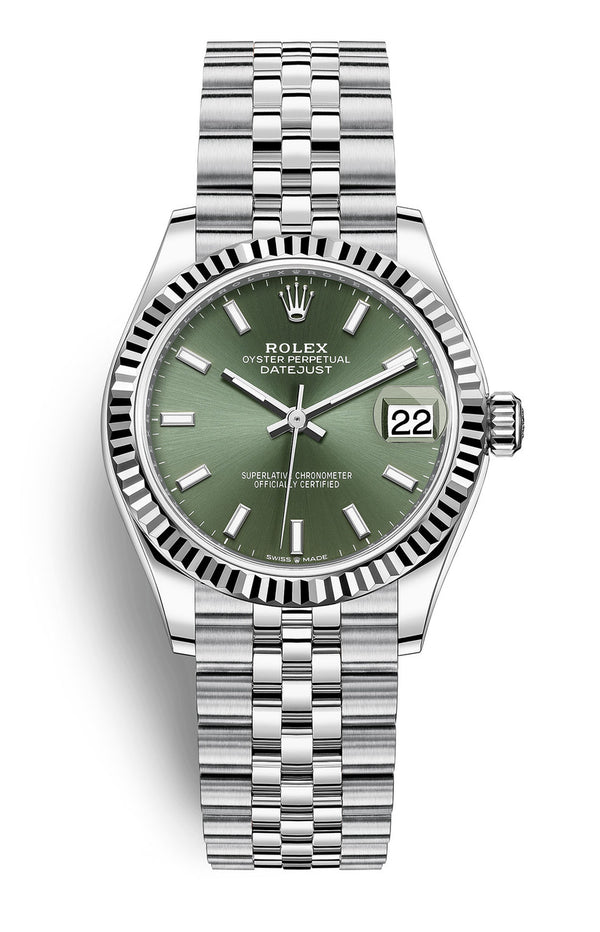 Rolex Lady Datejust 31mm Green Index Dial Fluted Jubilee - 278274 - Brand New 2024